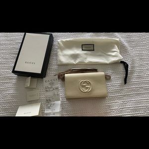 Gucci Wallet on chain, Ivory leather crossbody Bag